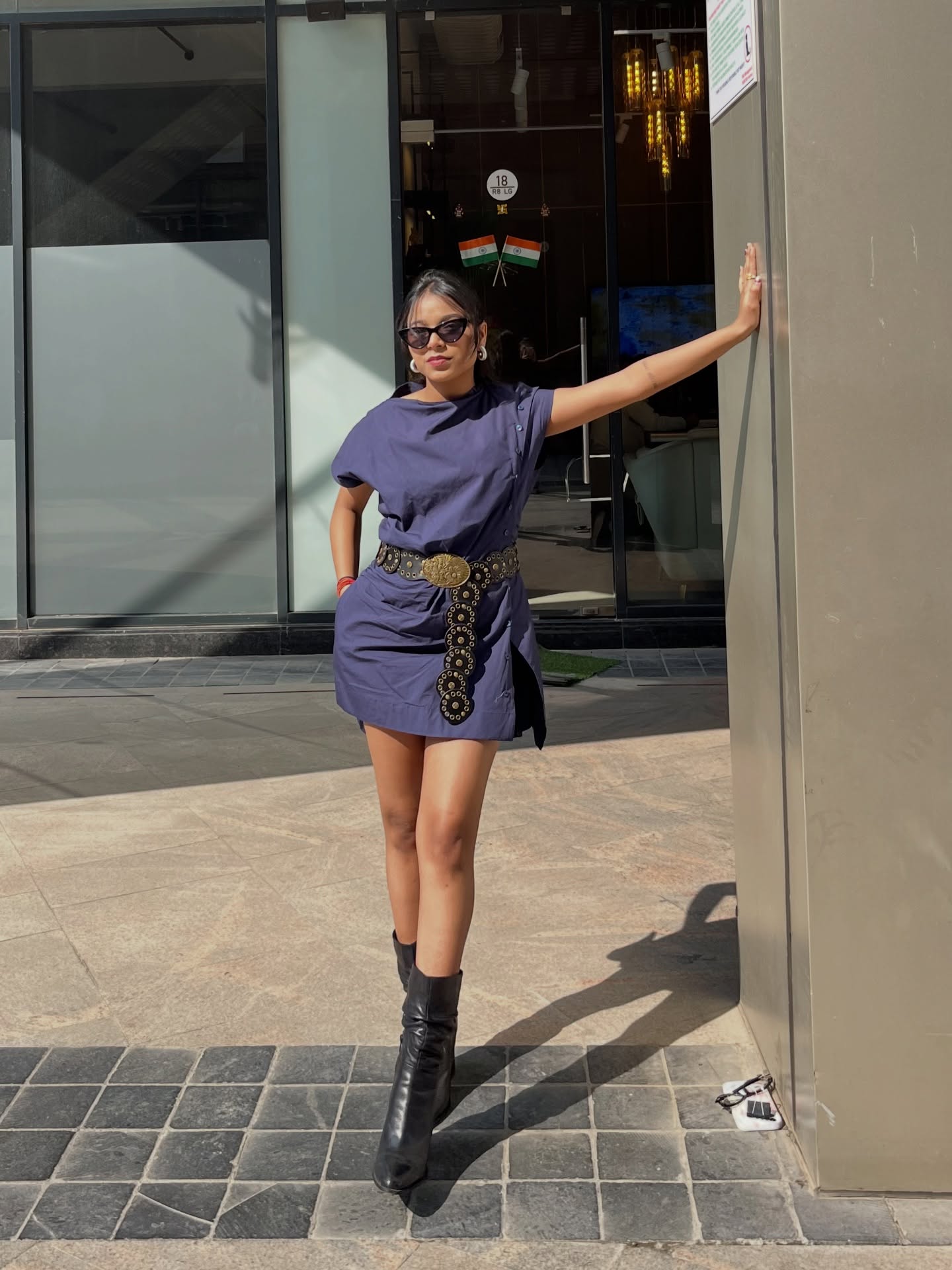 Navy shifted dress
